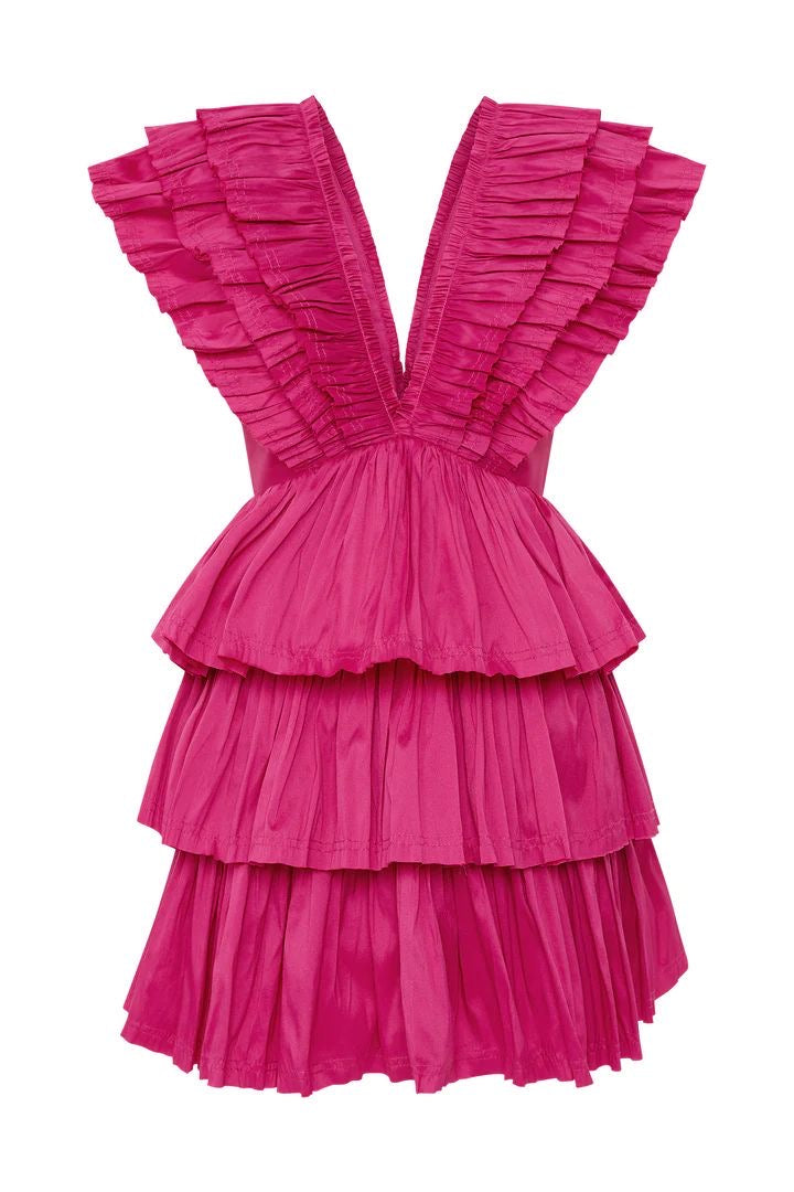 FUCHSIA FRILL LAYERED DRESS