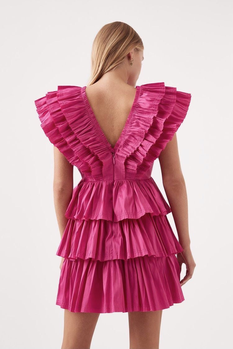 FUCHSIA FRILL LAYERED DRESS