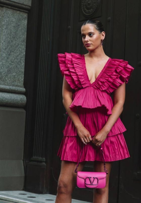 FUCHSIA FRILL LAYERED DRESS