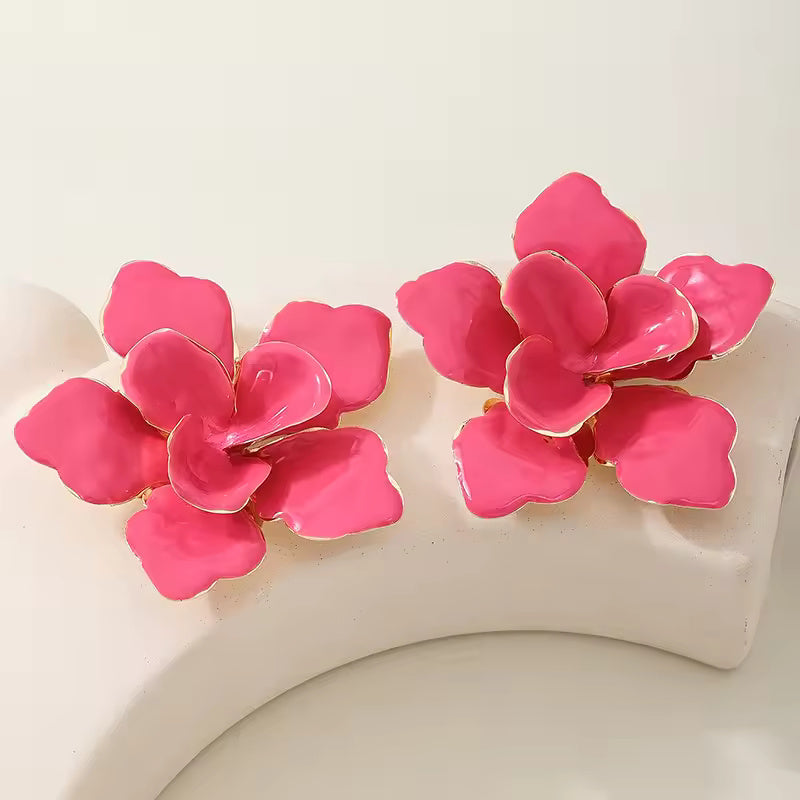 PINK PANSY PETAL EARRINGS