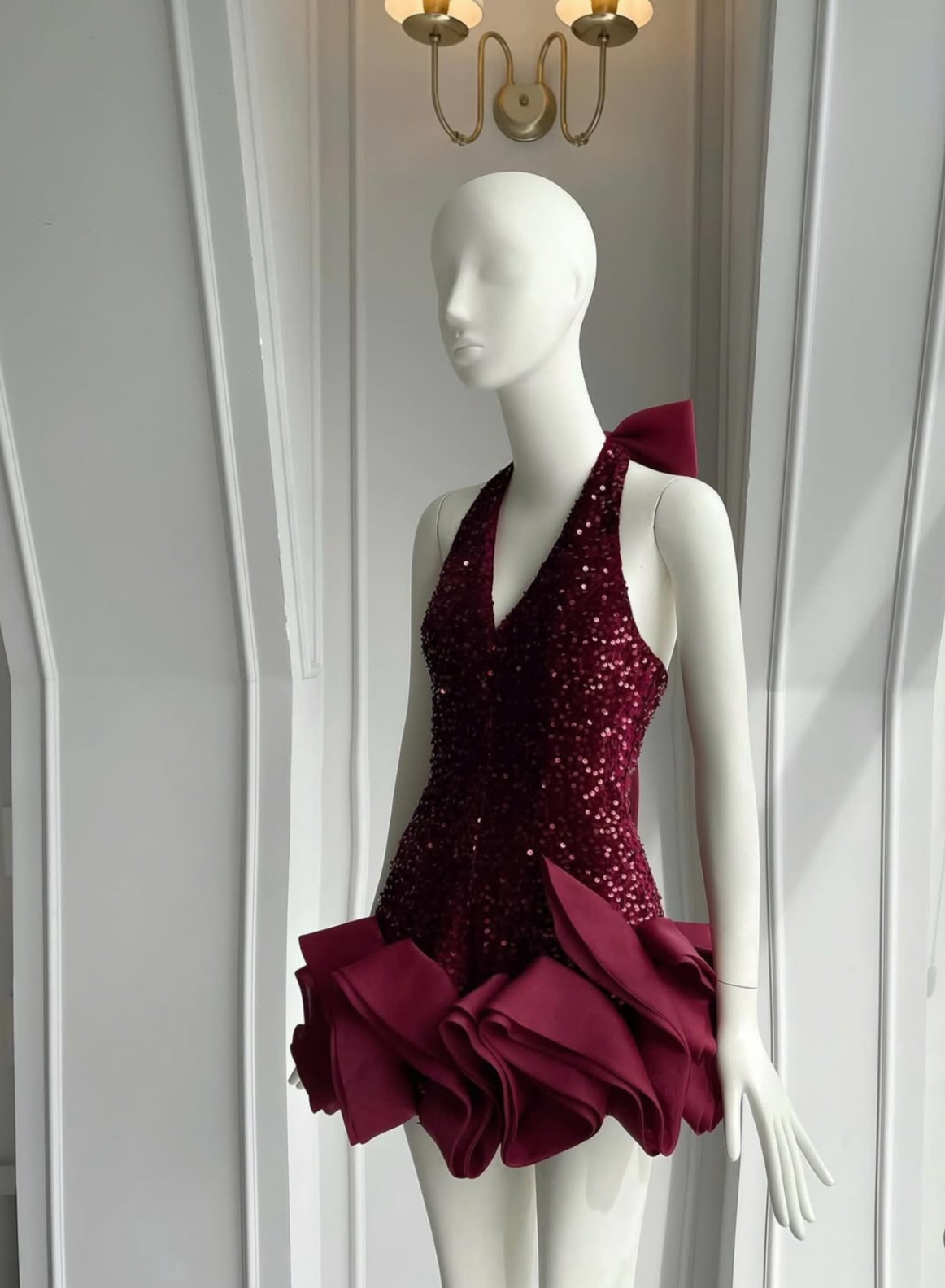 SEQUIN HALTER NECK WAVES DRESS