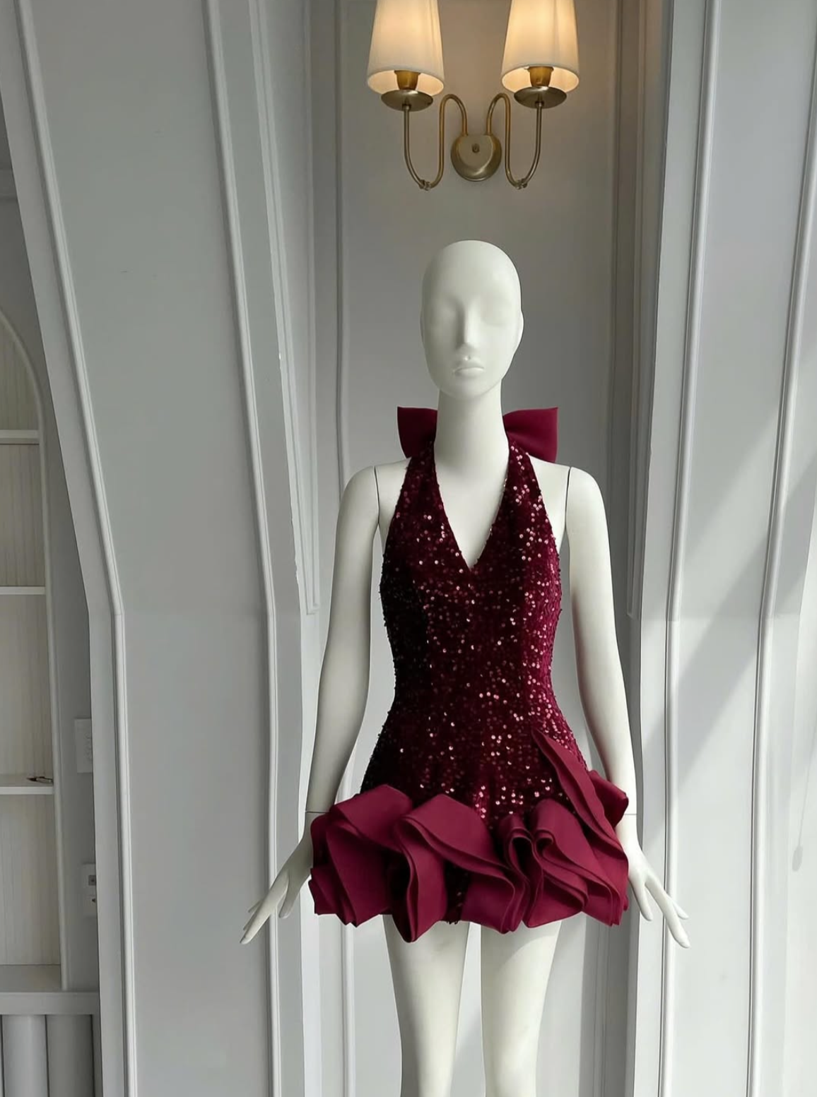 SEQUIN HALTER NECK WAVES DRESS