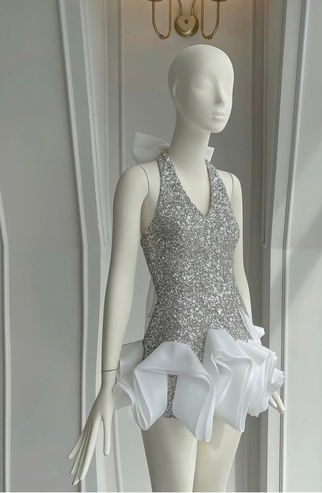 SEQUIN HALTER NECK WAVES DRESS