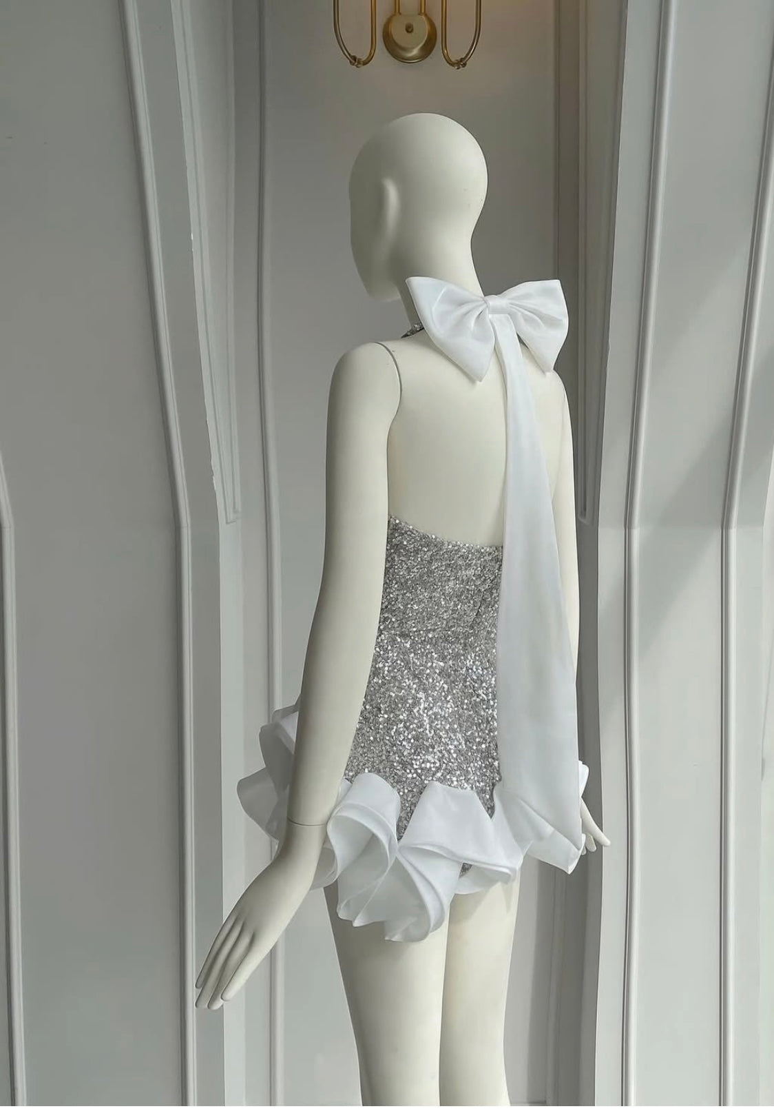 SEQUIN HALTER NECK WAVES DRESS