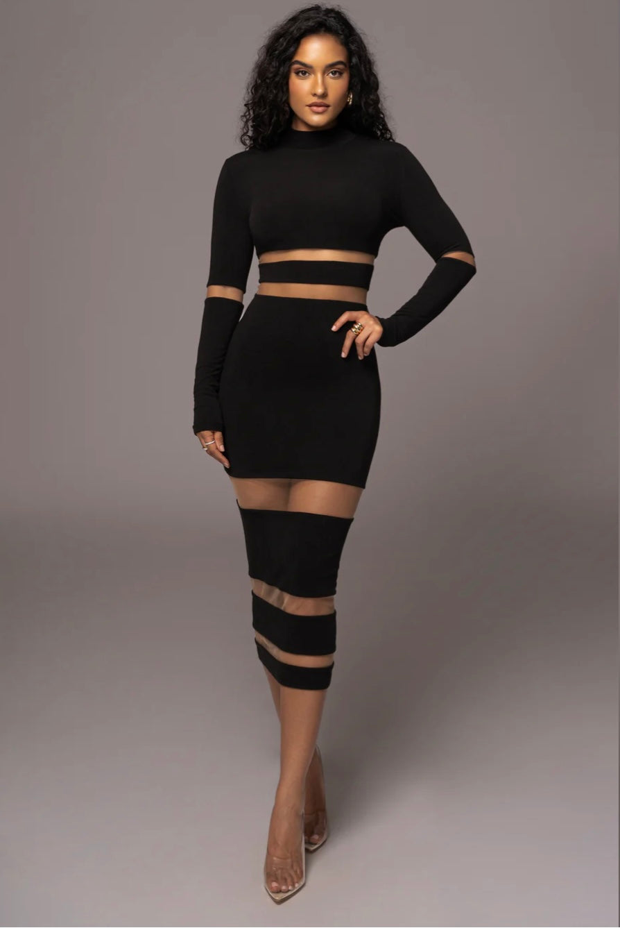 BANDAGE BLACK MIDI DRESS