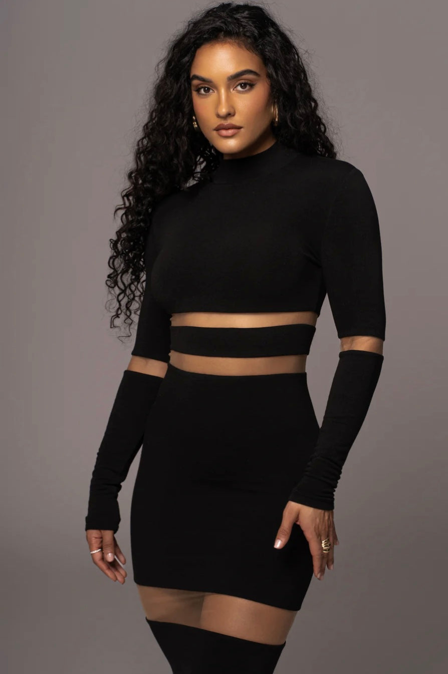BANDAGE BLACK MIDI DRESS