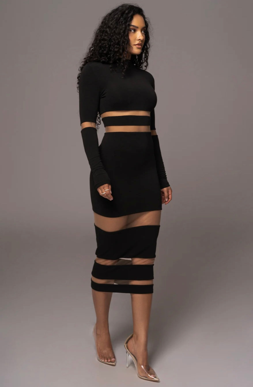 BANDAGE BLACK MIDI DRESS