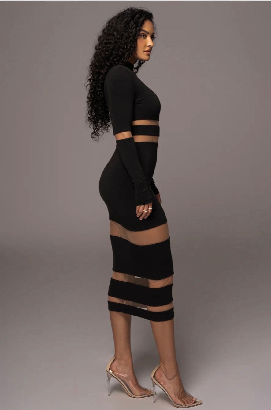 BANDAGE BLACK MIDI DRESS