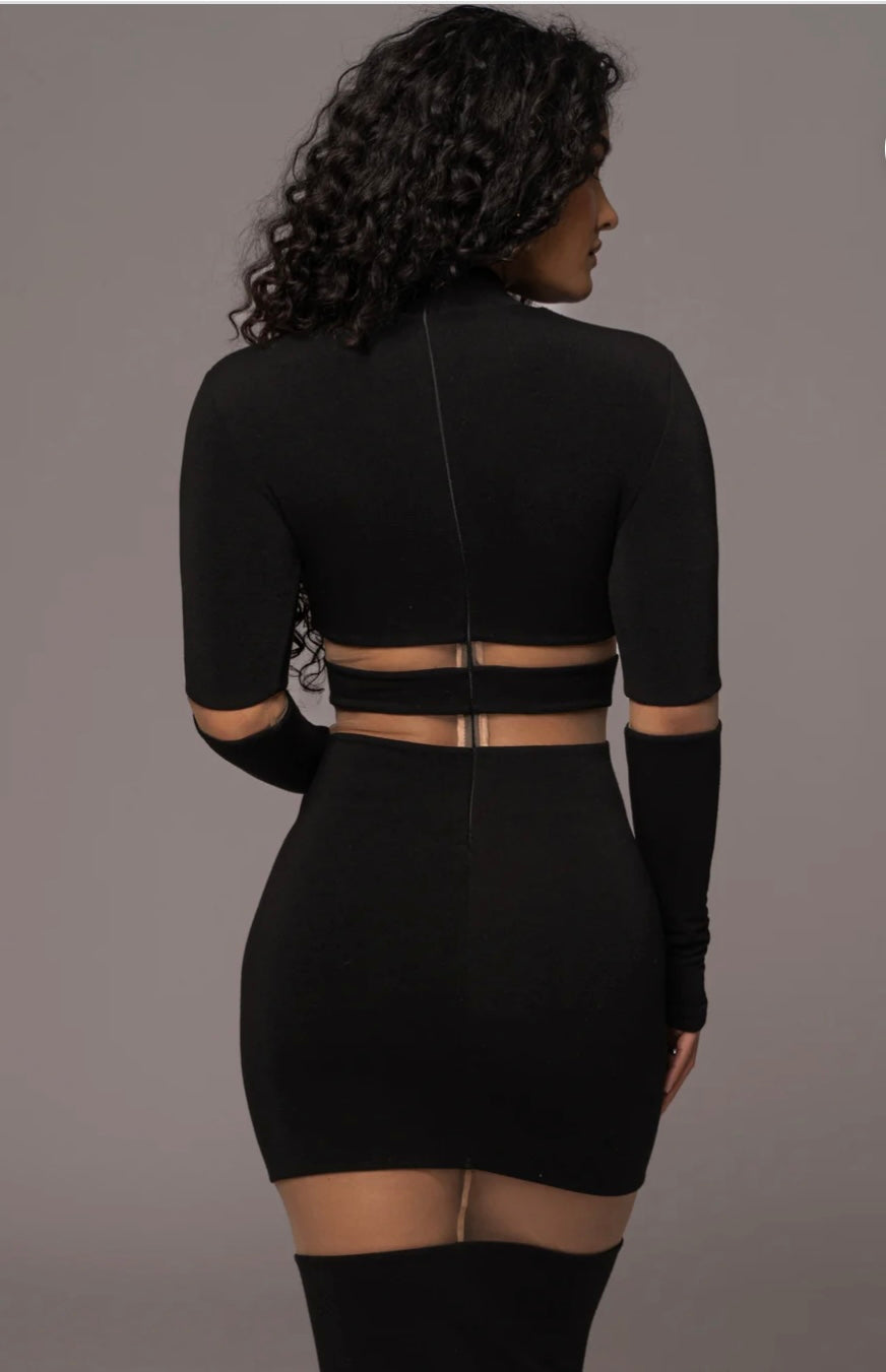 BANDAGE BLACK MIDI DRESS