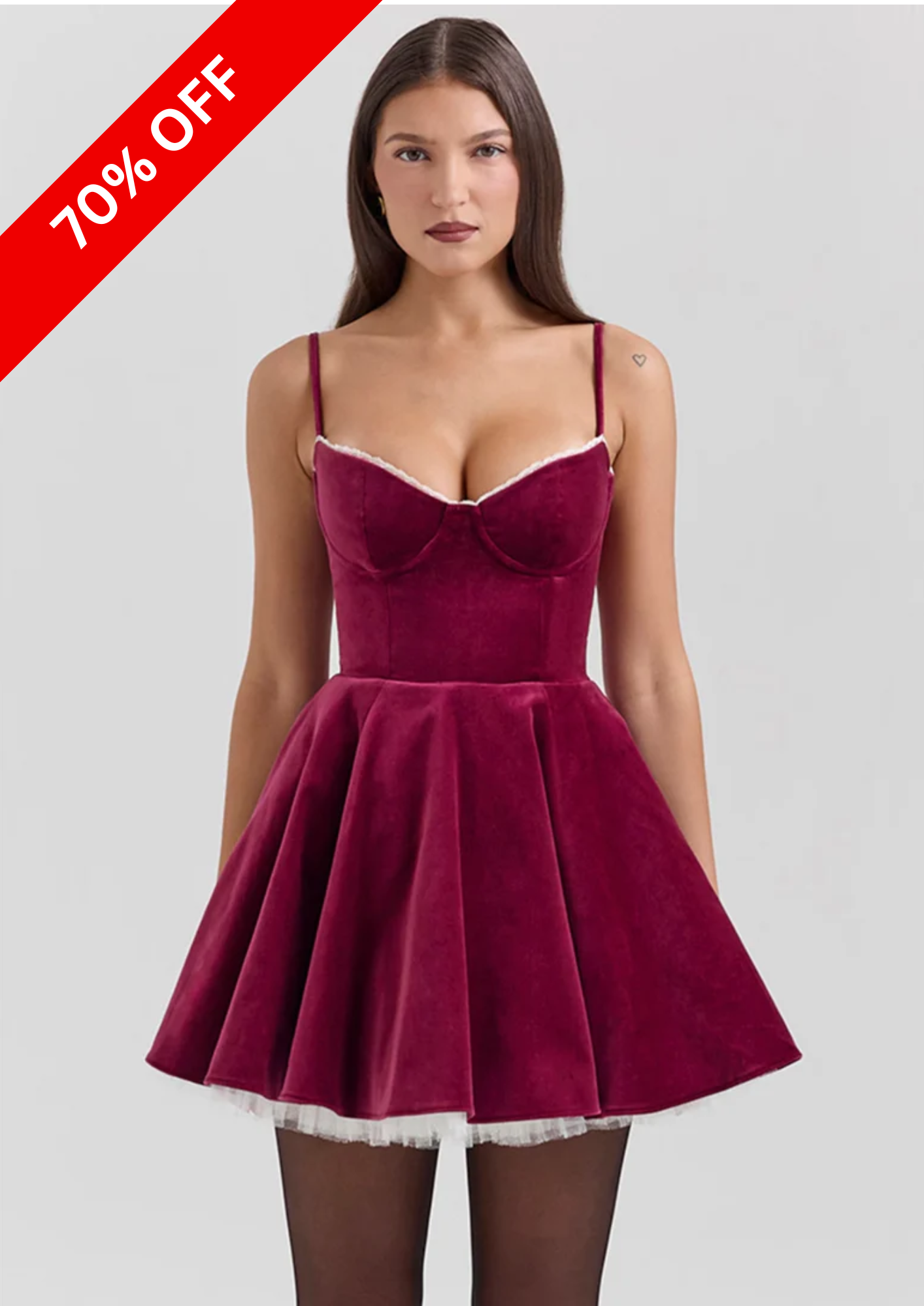 BURGUNDY VELVET MINI DRESS