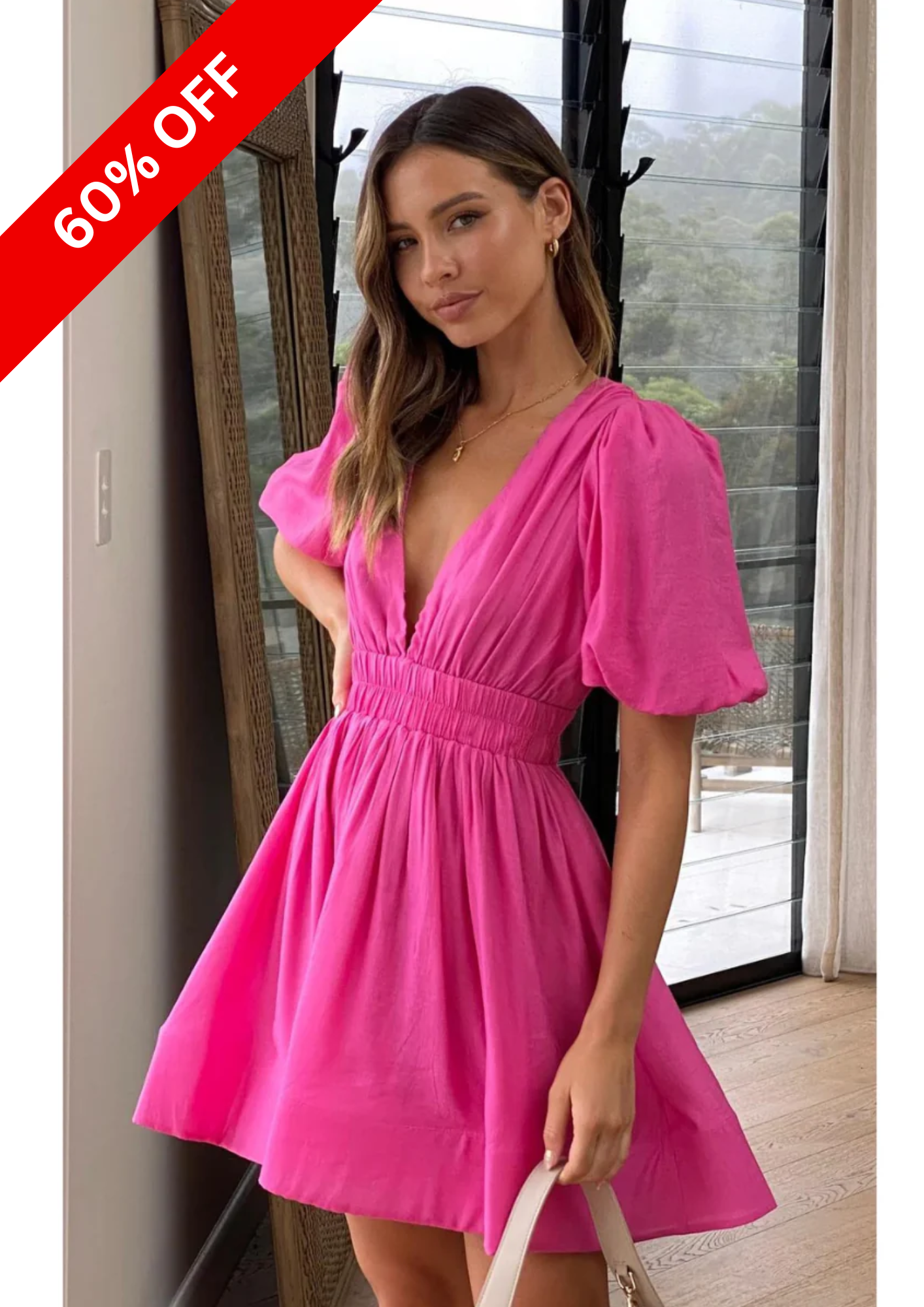PINK COTTON MINI DRESS