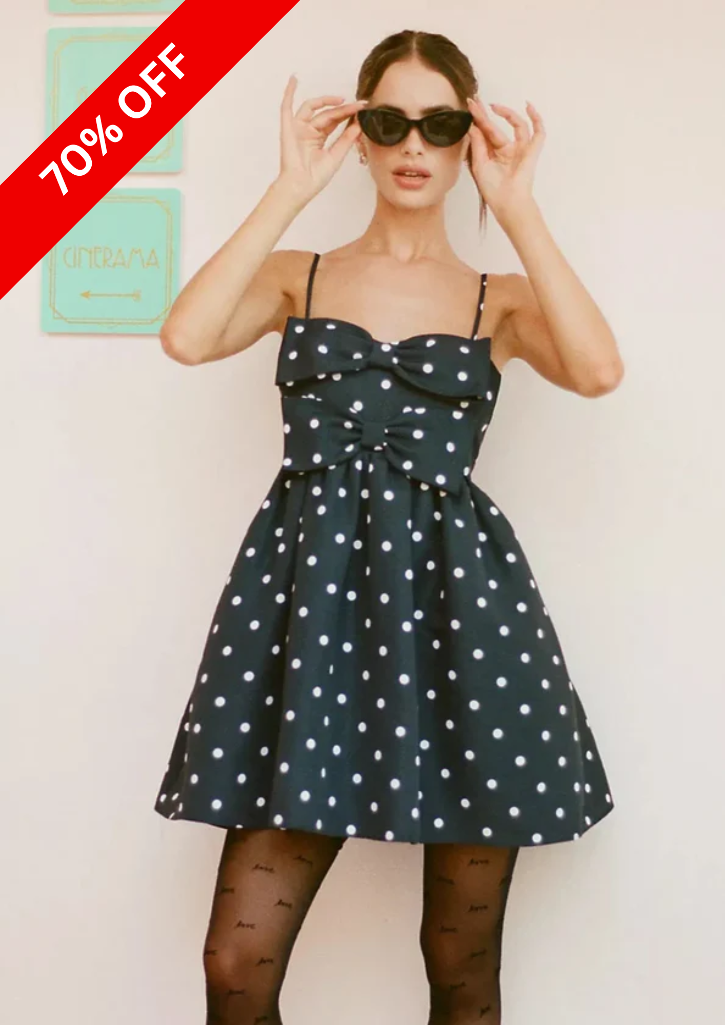 ワンピース Polka Dot Side Bow Pleated Dress POLKA DOTS MINI DRESS – De Novoo