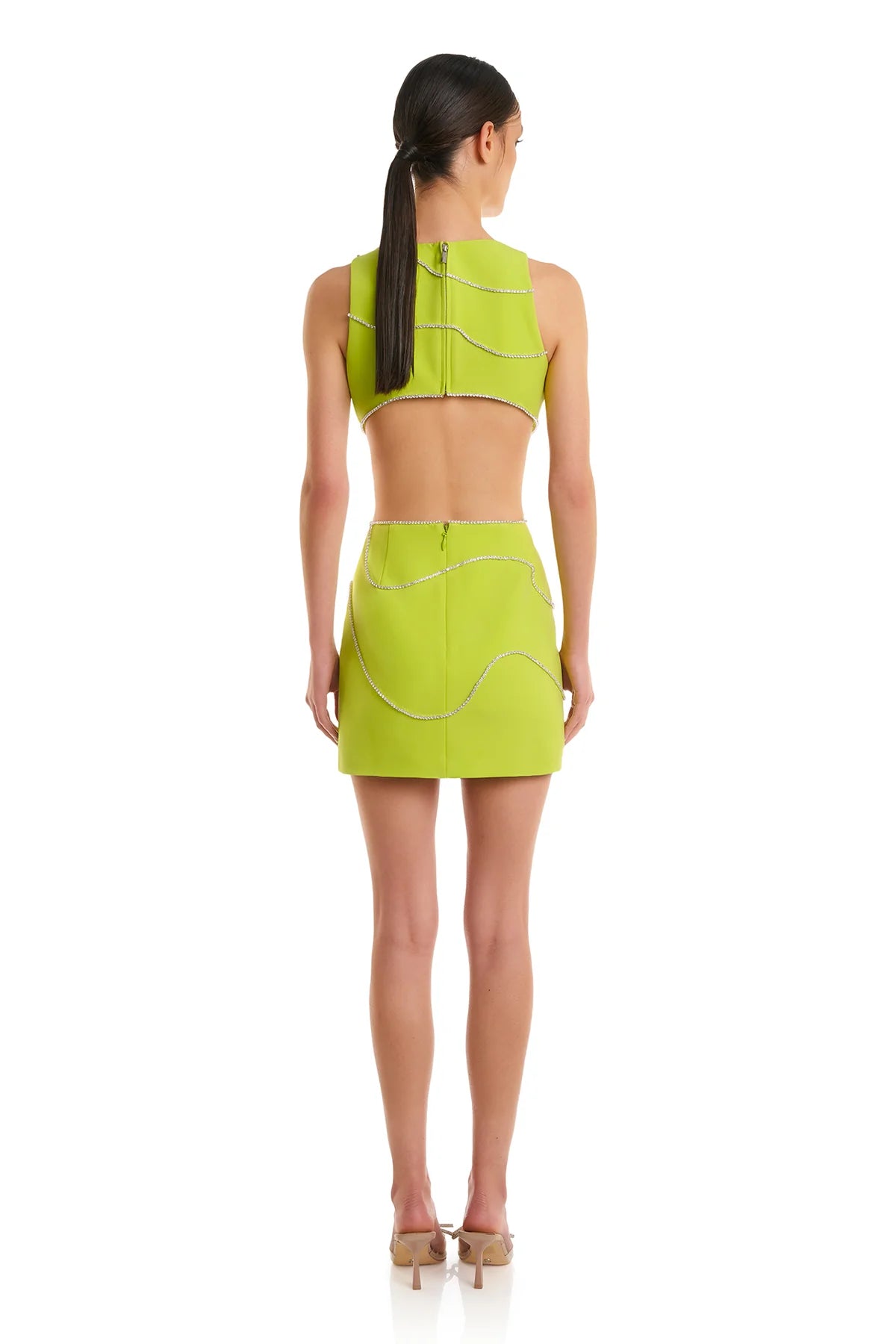 NEON LIME DIAMOND WORK DRESS