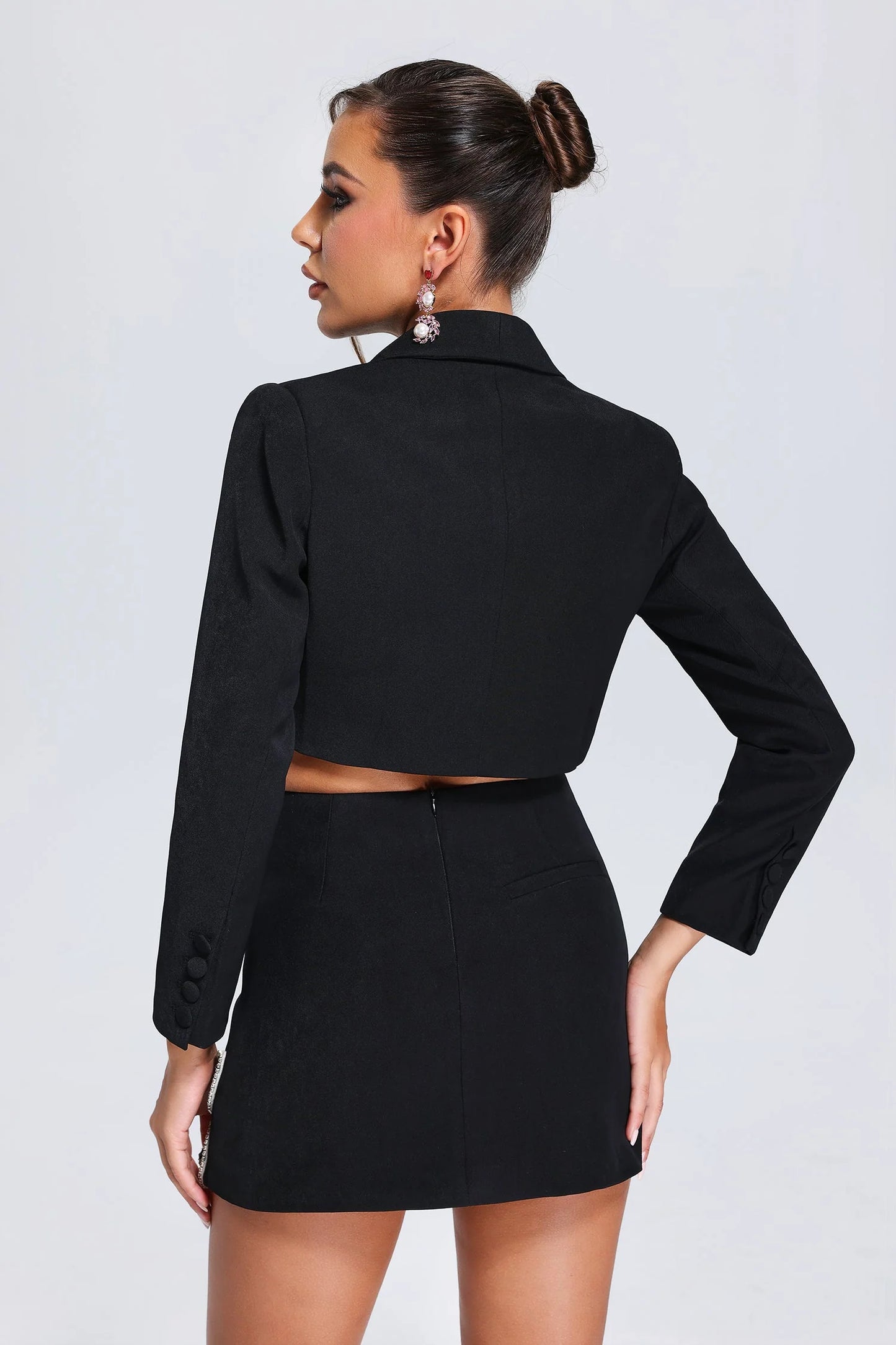 SKIRT SUIT SET WITH BUTTERFLY EMBROIDERY