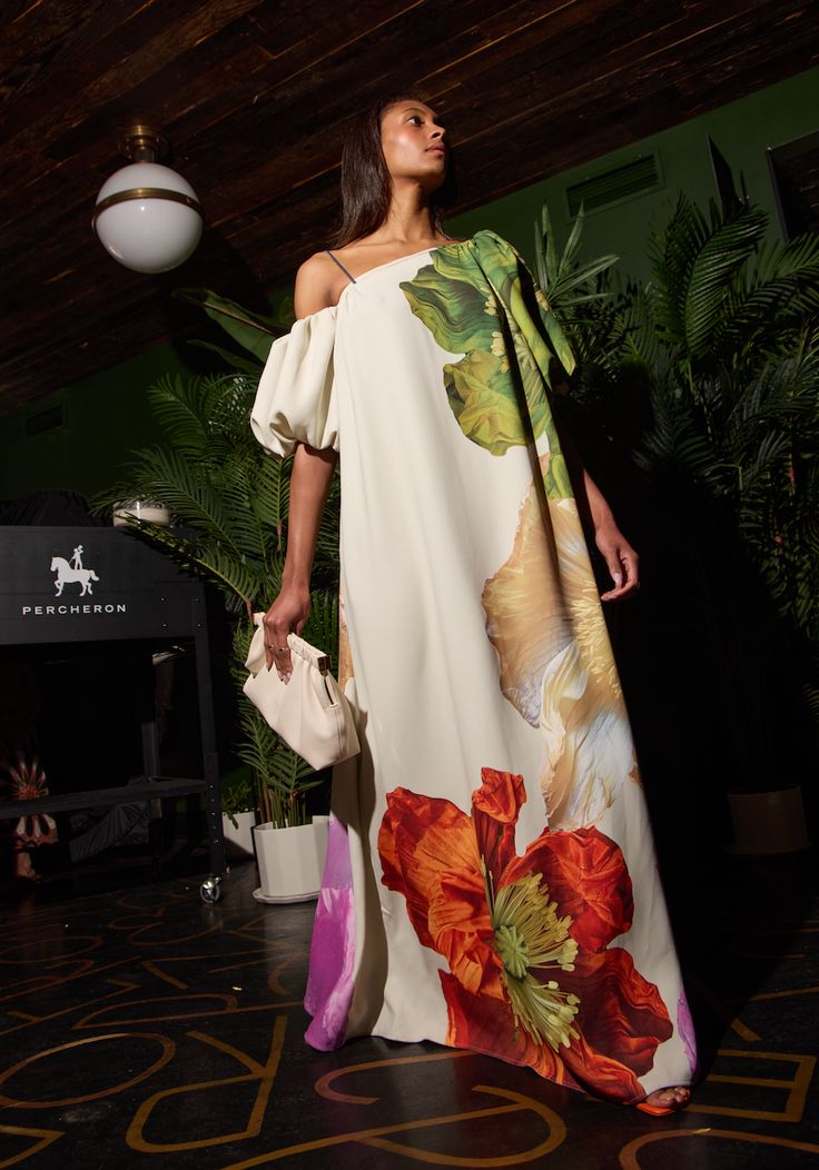 FLORAL ABSTRACT PRINT MAXI GOWN
