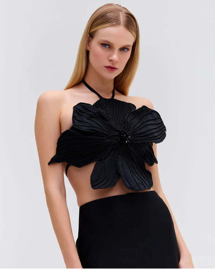 HAND BEADED FLOWER TOP