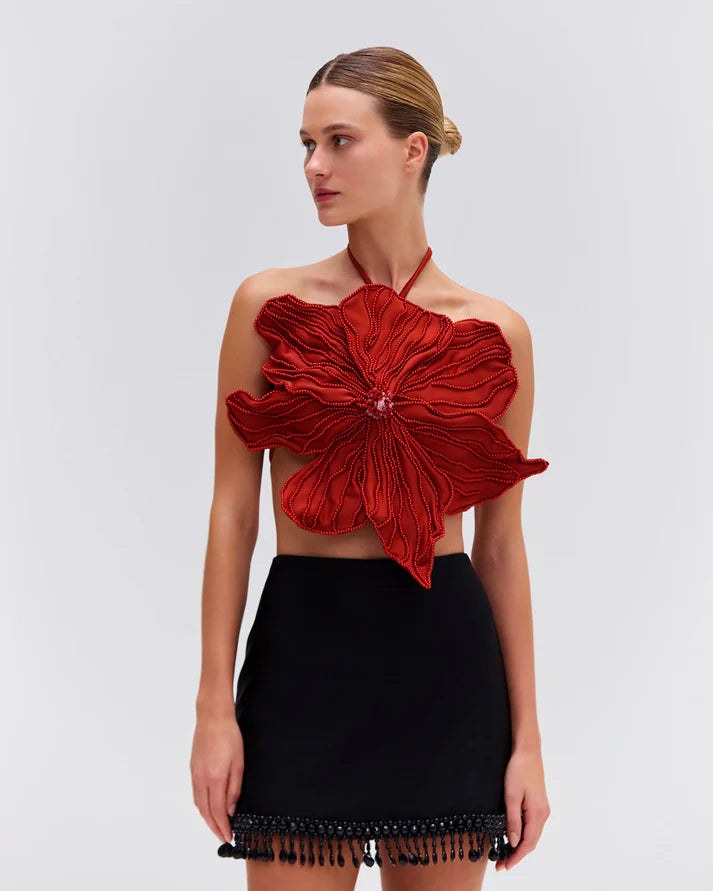 HAND BEADED FLOWER TOP