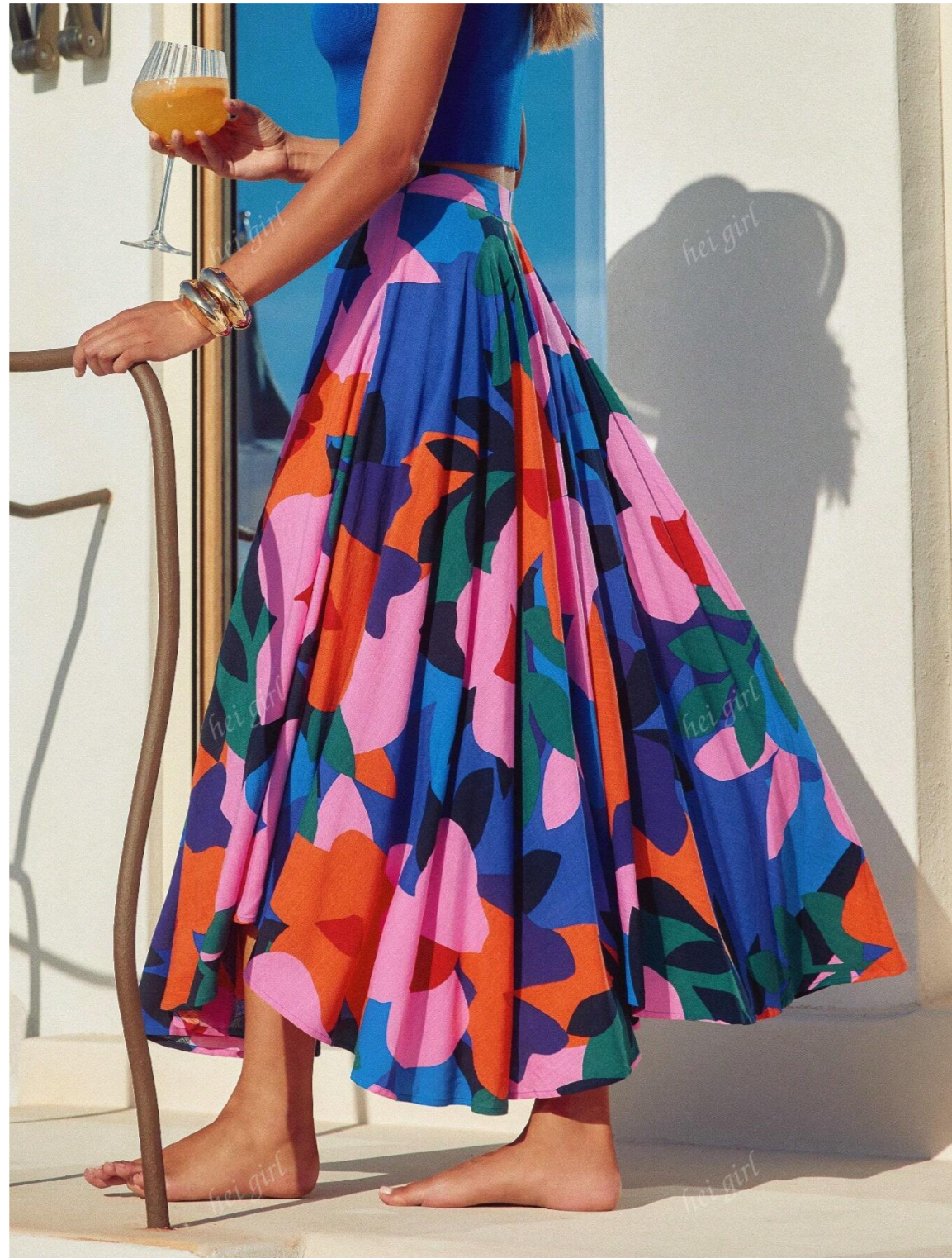 MULTICOLOR FLORAL PRINT MAXI SKIRT
