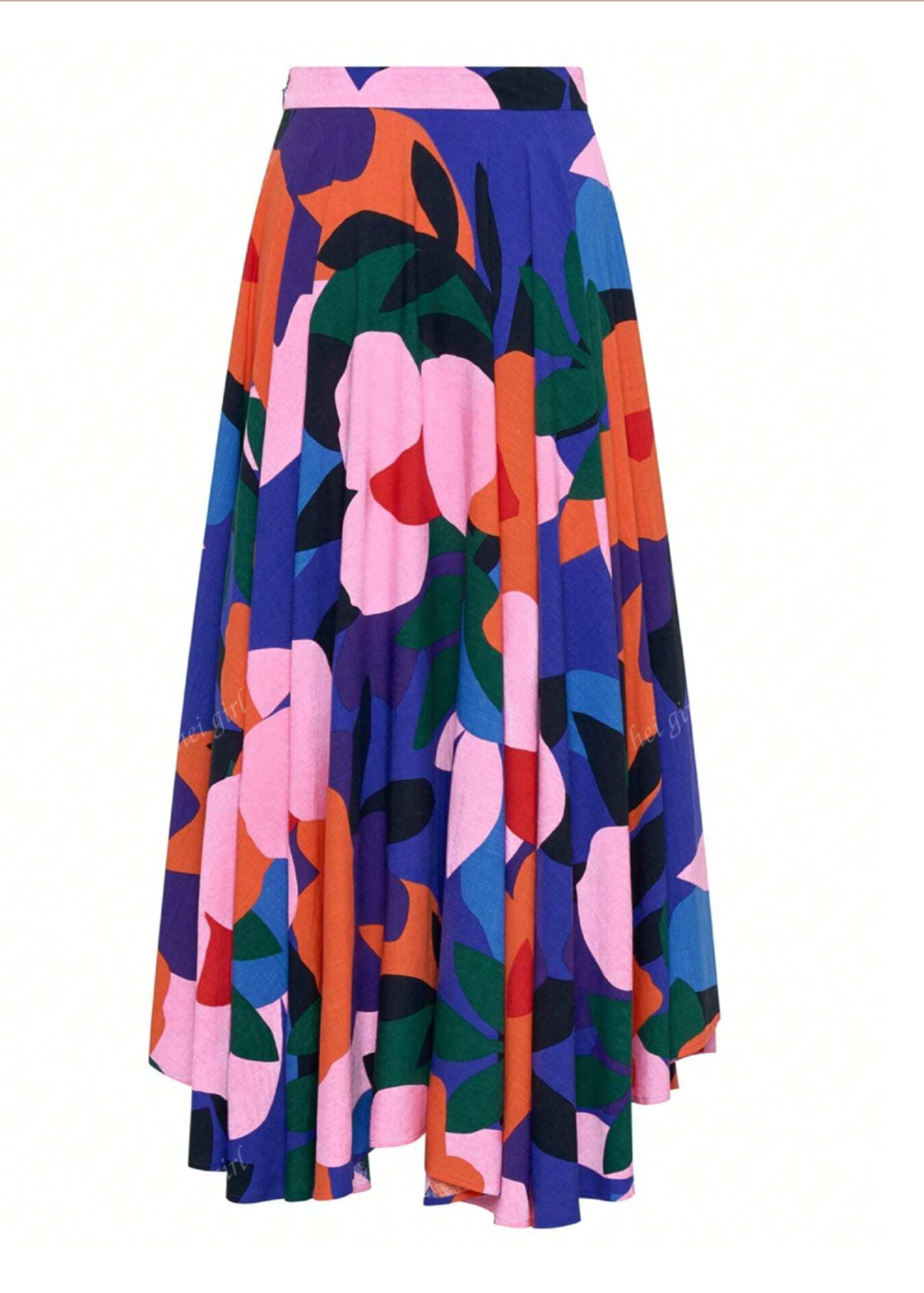 MULTICOLOR BLUE FLORAL PRINT MAXI SKIRT