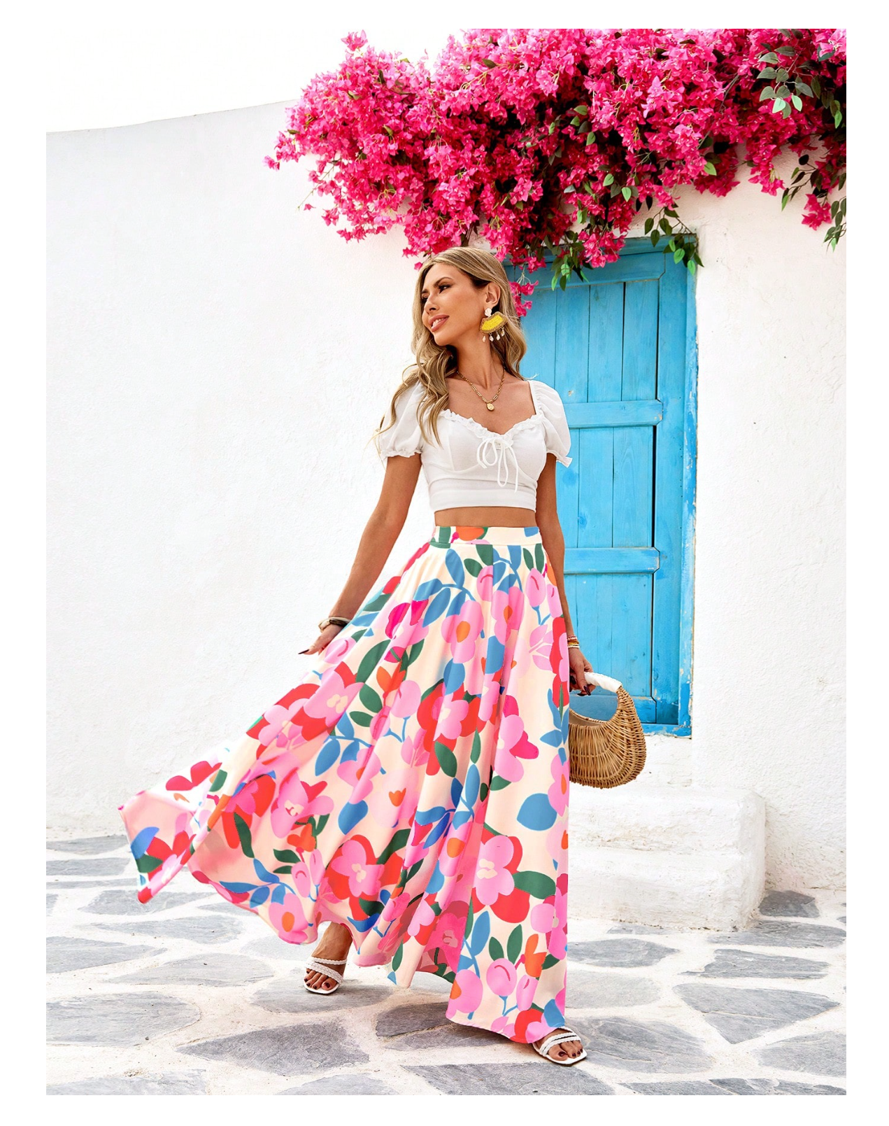 MULTICOLOR FLORAL MAXI SKIRT