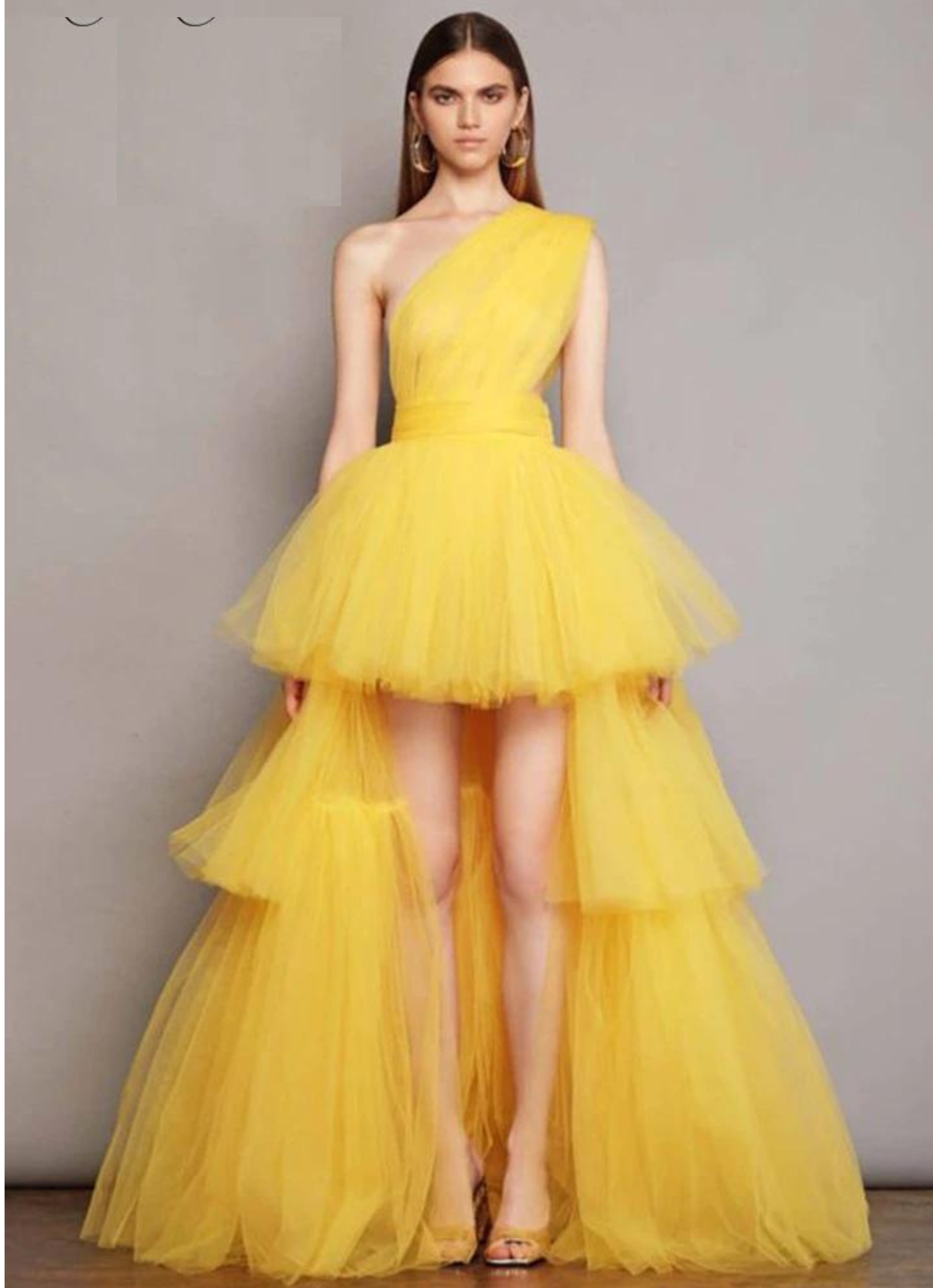YELLOW MESH TULLE PLEATED BALL DRESS – De Novoo