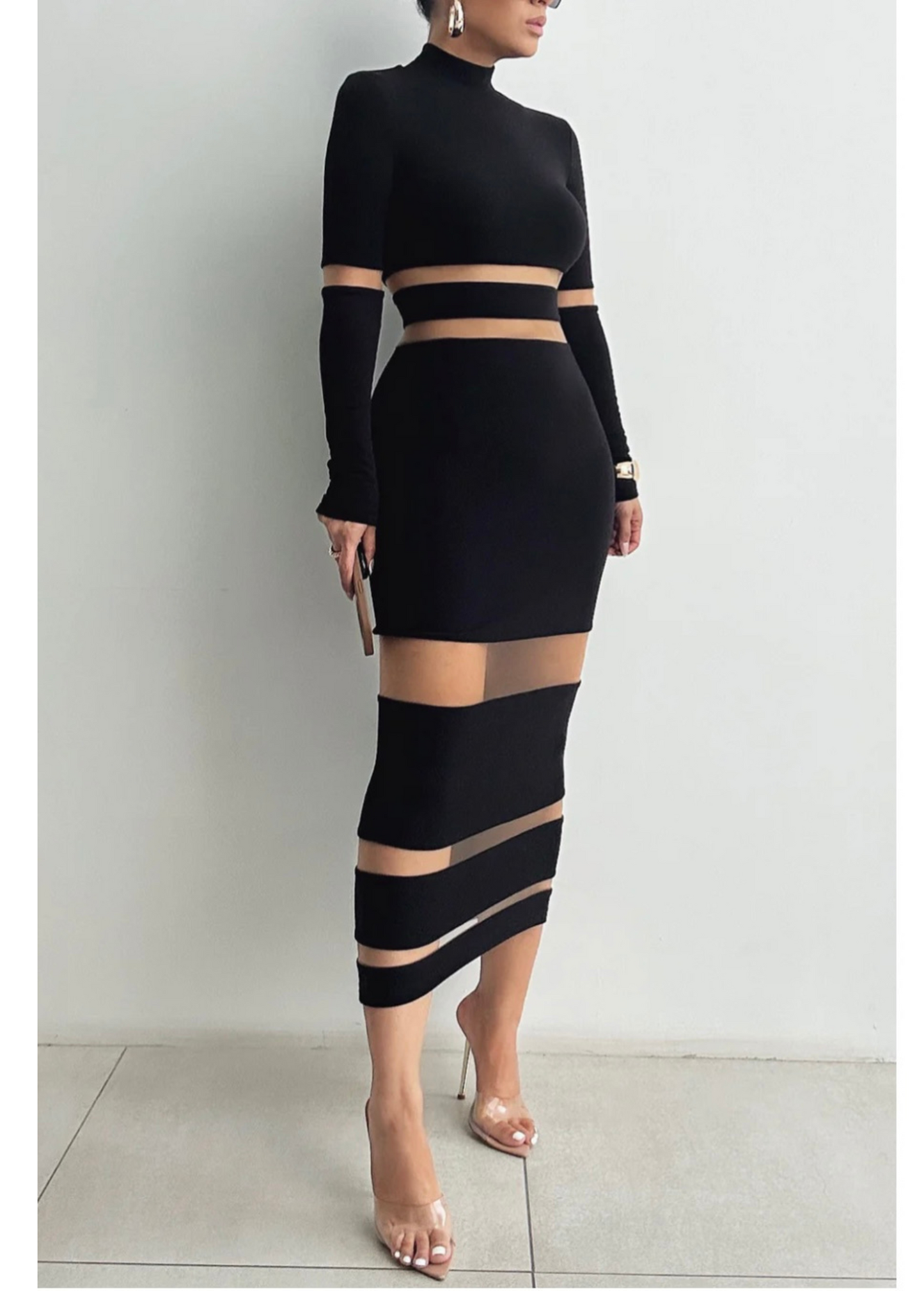 BANDAGE BLACK MIDI DRESS
