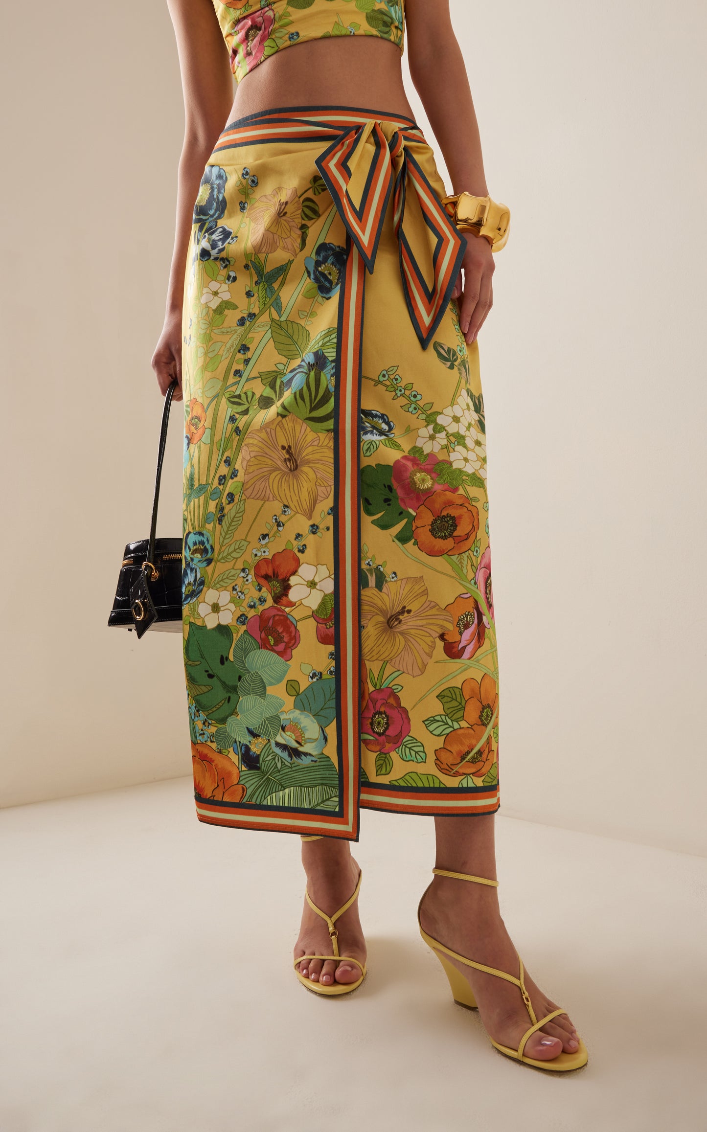 FLORAL WRAP SKIRT TOP SET