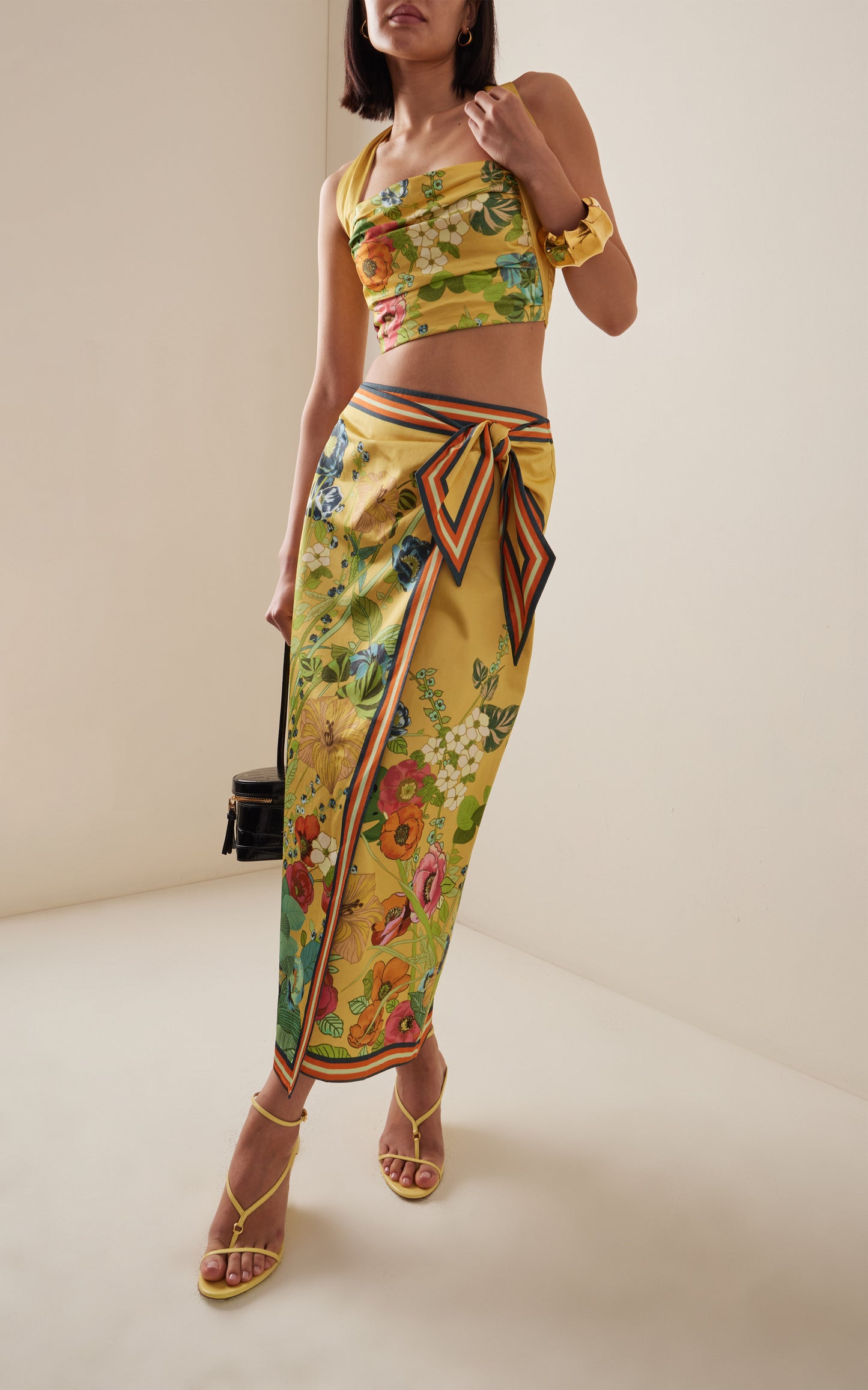 FLORAL WRAP SKIRT TOP SET