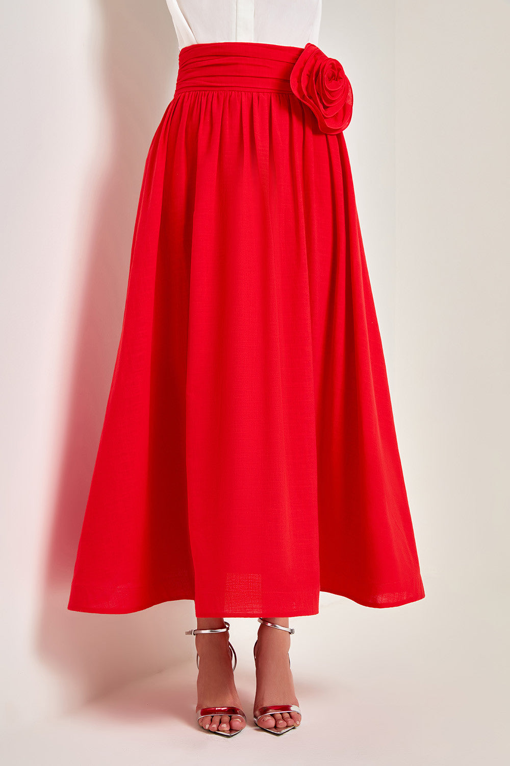 RED ROSE MAXI SKIRT