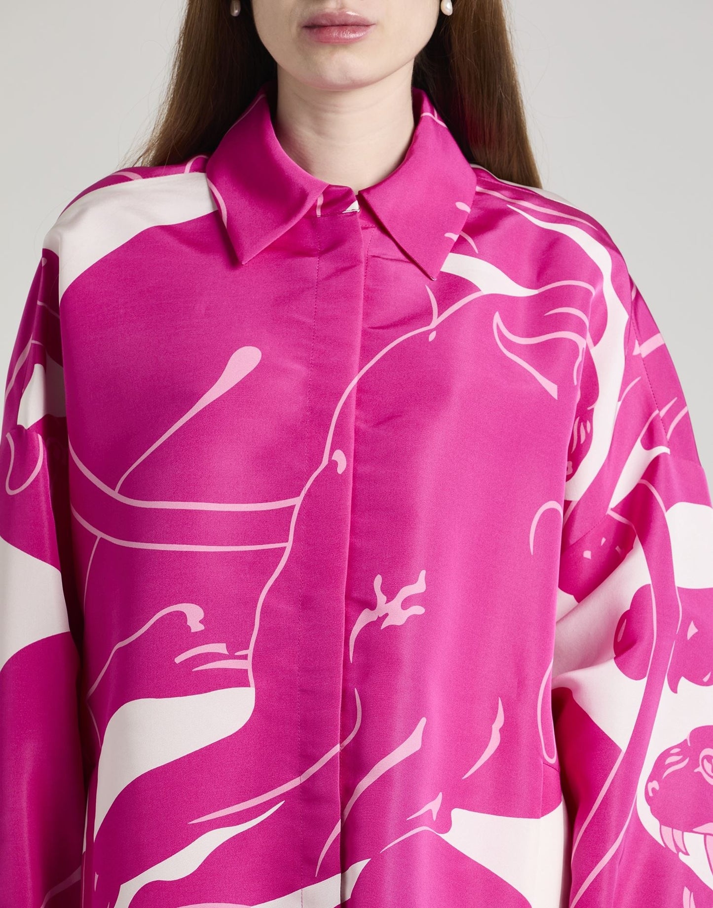 FUCHSIA PINK ABSTRACT PRINT SHIRT