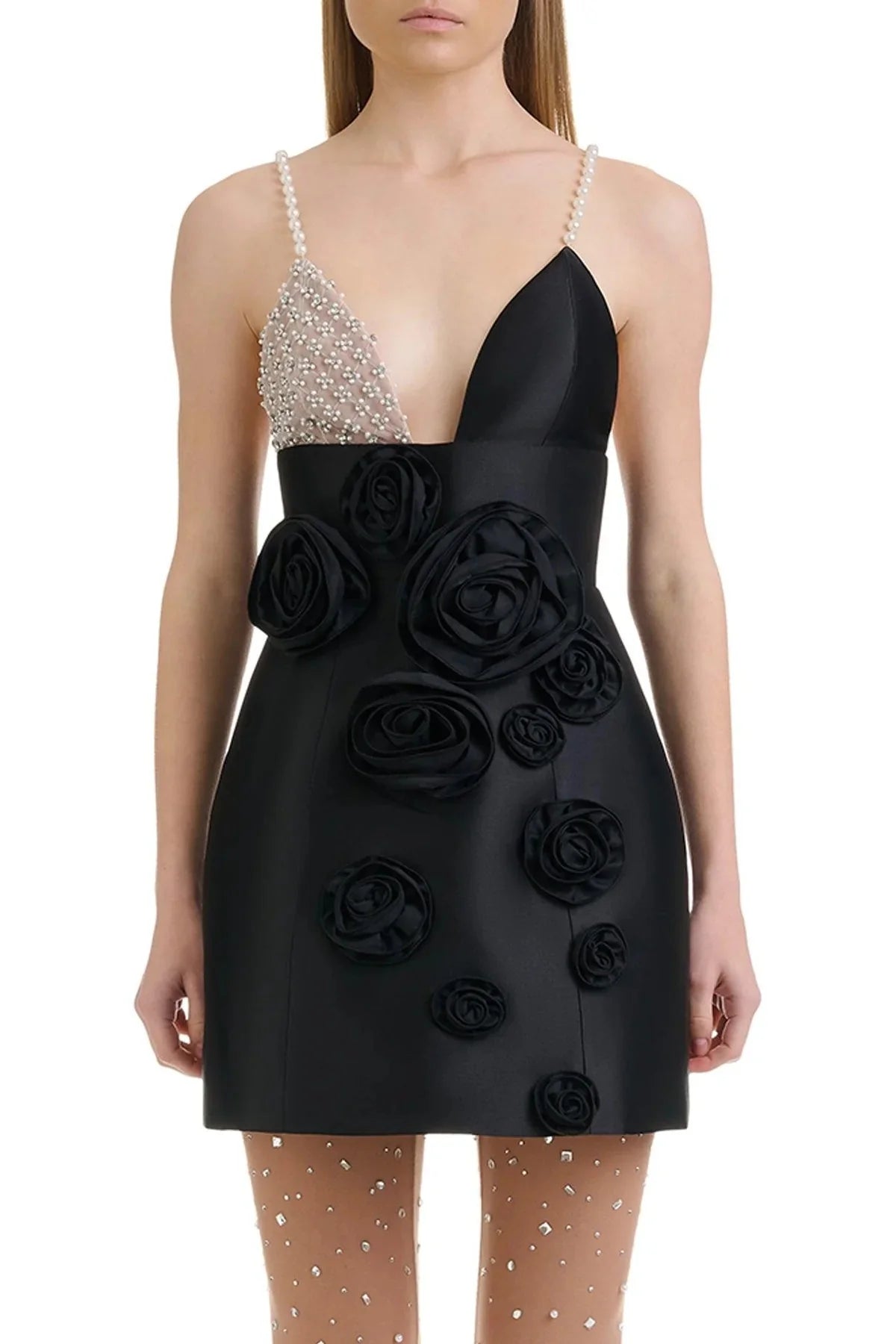 ROSE APPLIQUE PEARL DRESS