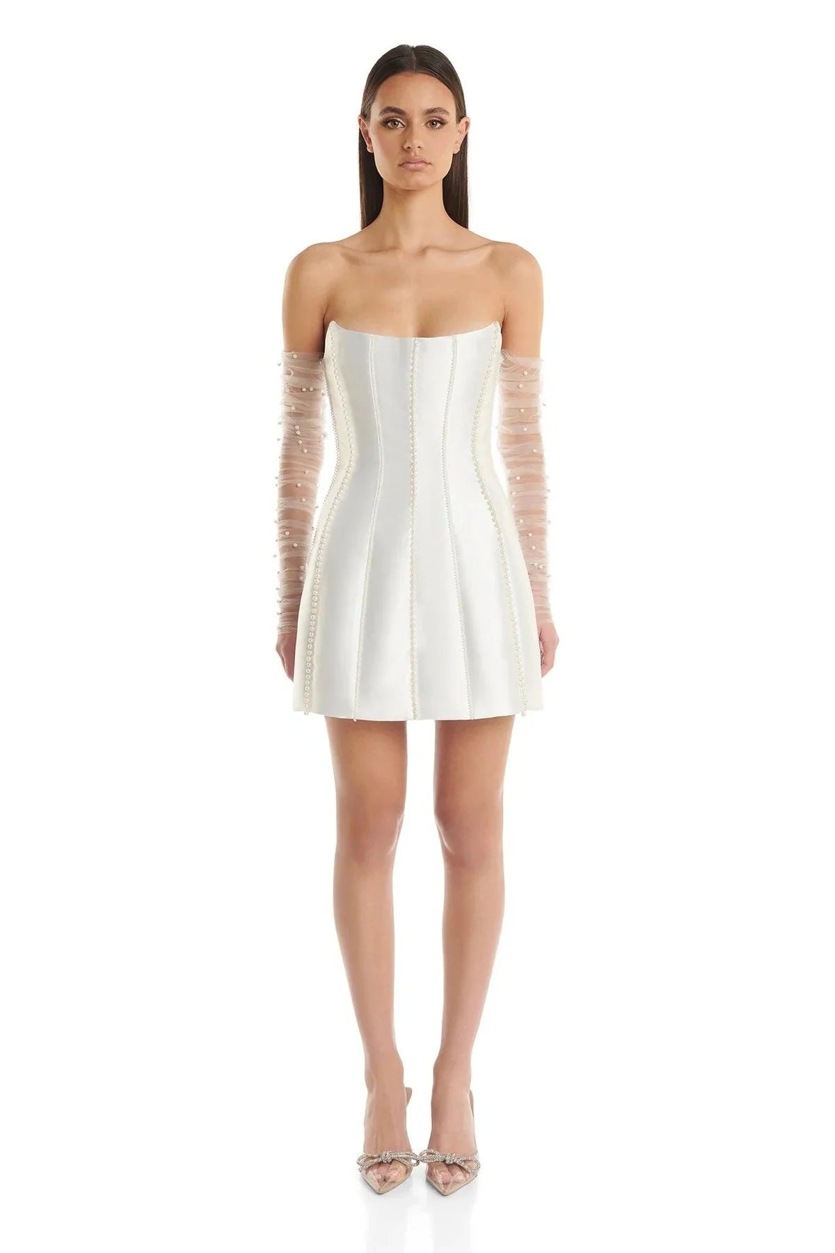 WHITE PEARL EMBEDDED DRESS