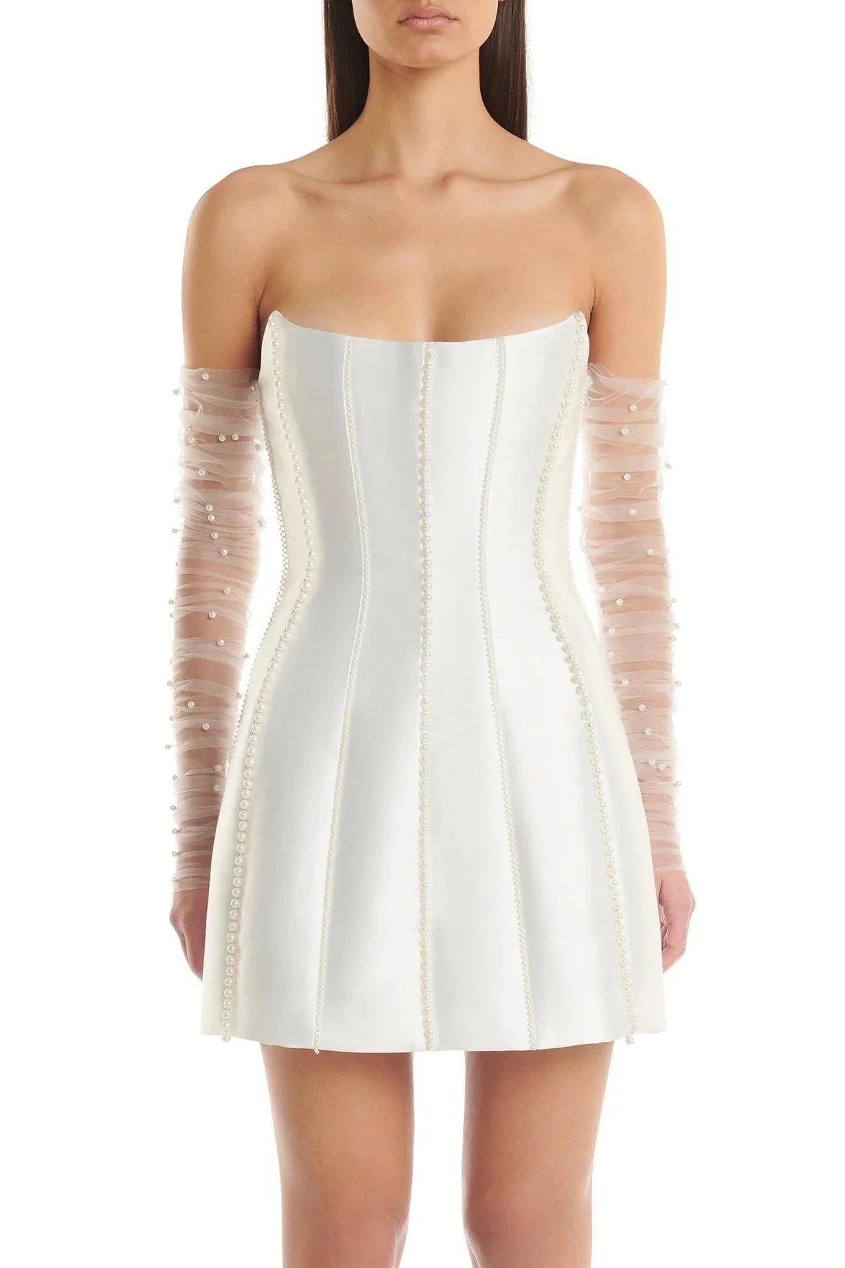 WHITE PEARL EMBEDDED DRESS