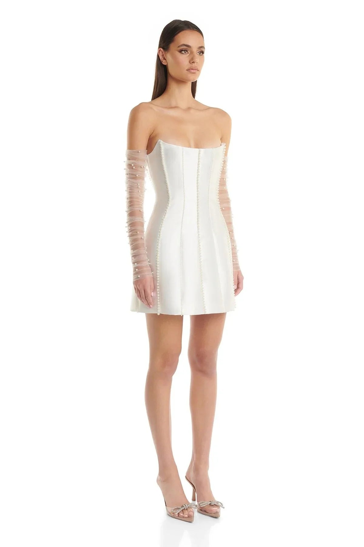 WHITE PEARL EMBEDDED DRESS