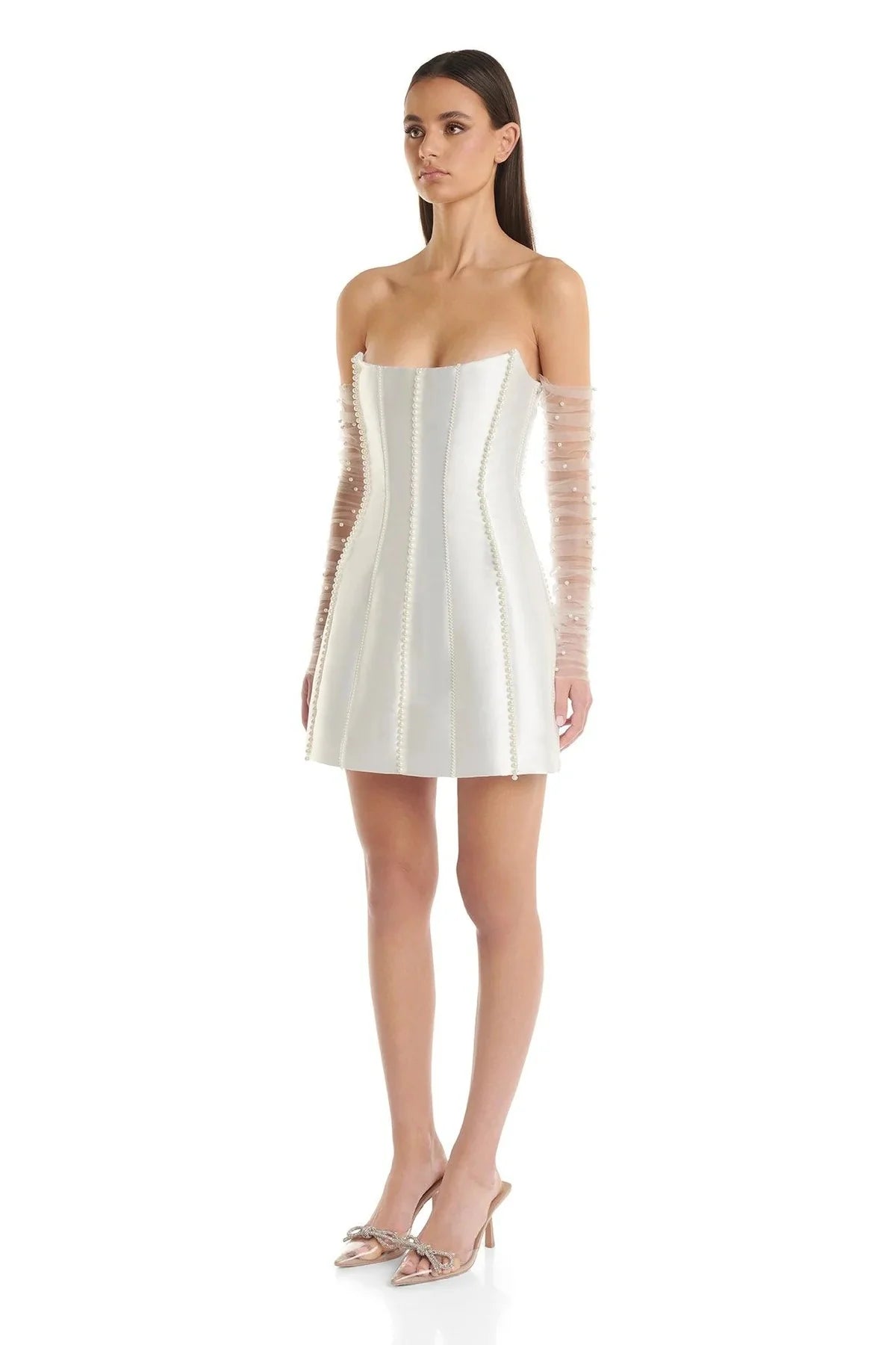 WHITE PEARL EMBEDDED DRESS