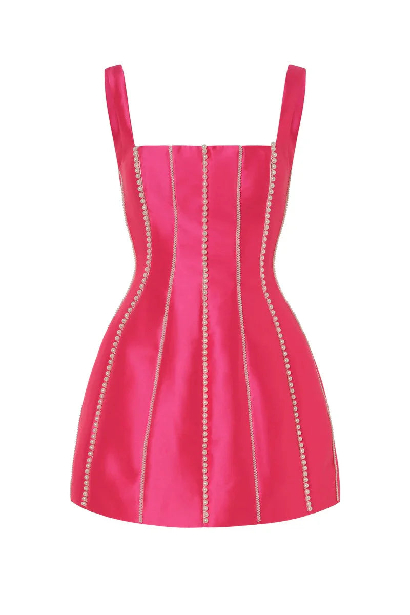 PINK PEARL WORK BUTTERFLY DRESS