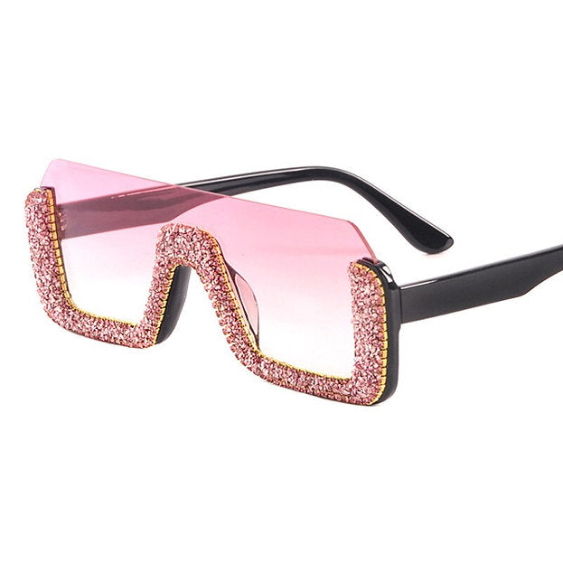 PINK SHIMMER CRYSTAL WORK LUXURY SUNGLASSES