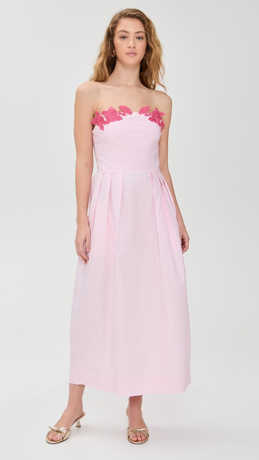 PINK ROSE EMBROIDERED MAXI DRESS
