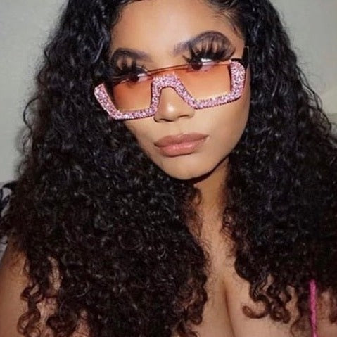 PINK SHIMMER CRYSTAL WORK LUXURY SUNGLASSES