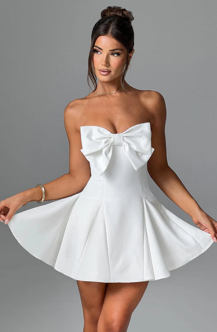 OFF WHITE BOW A-LINE DRESS