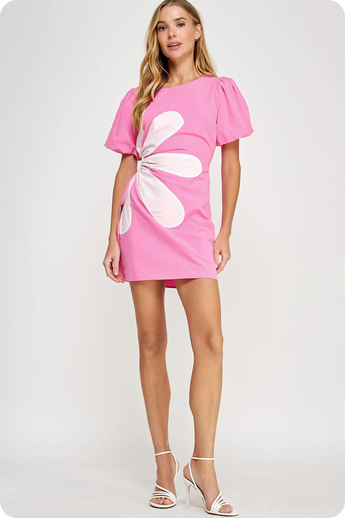 SIDE CUT FLOWER DETAIL MINI DRESS