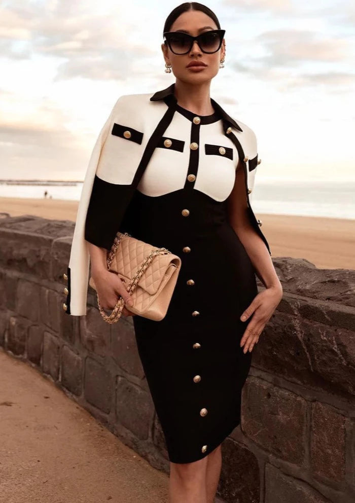 ELEGANT MULTI-COLOR BANDAGE DRESS