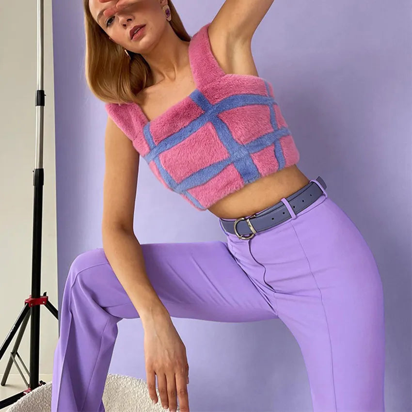 SOLID LILAC SLIT STRAIGHT PANT