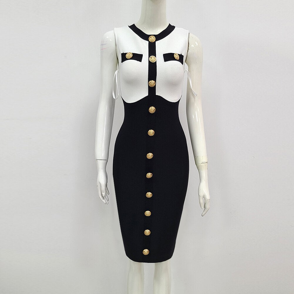 ELEGANT MULTI-COLOR BANDAGE DRESS