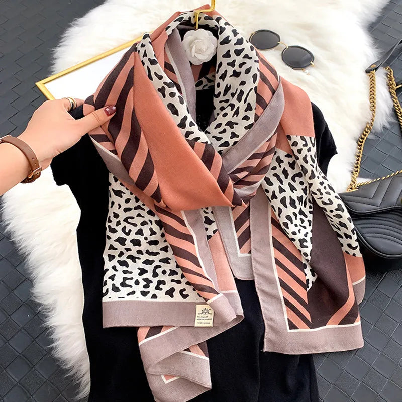 LEOPARD PRINT CROSS SCARF