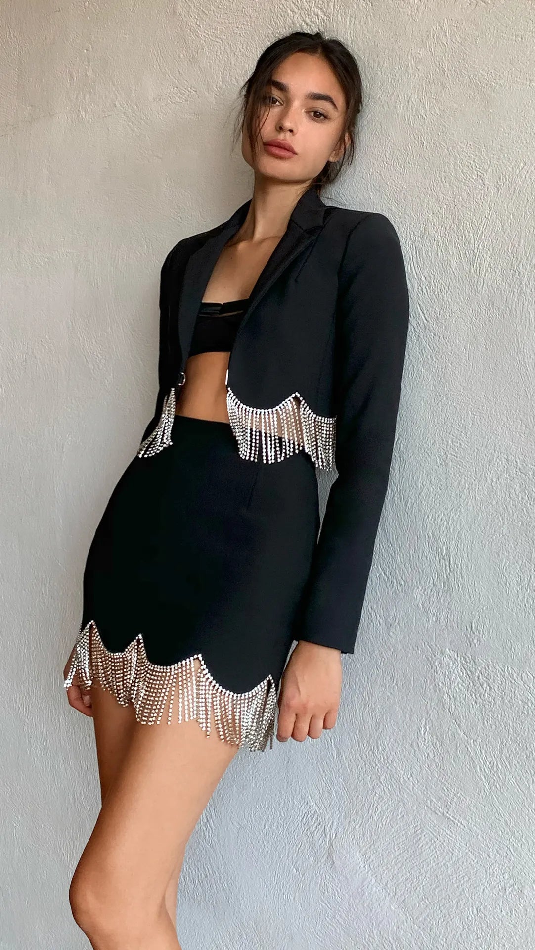 RHINESTONE EMBEDDED CO-ORD SET