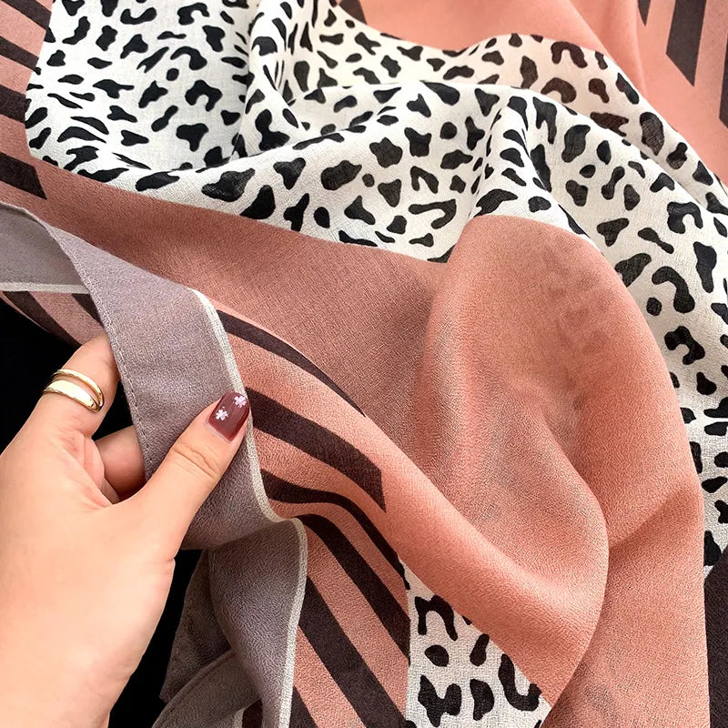 LEOPARD PRINT CROSS SCARF
