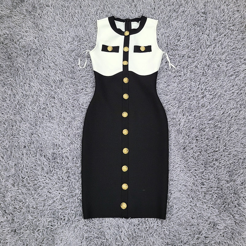 ELEGANT MULTI-COLOR BANDAGE DRESS