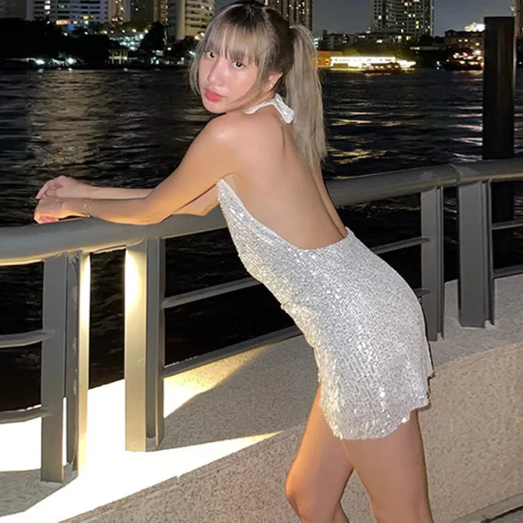 GLITTER SEQUINS MINI COCKTAIL DRESS