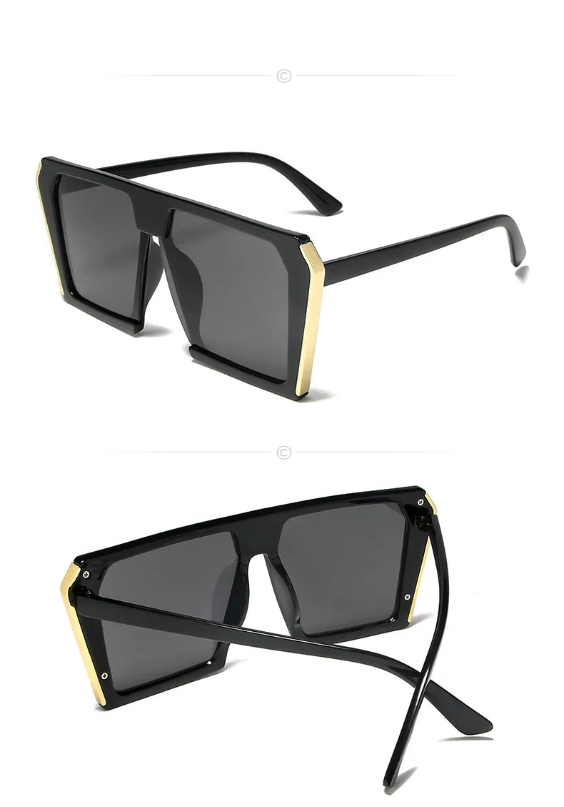 OVERSIZED RETRO GOLD STRIPE SUNGLASSES